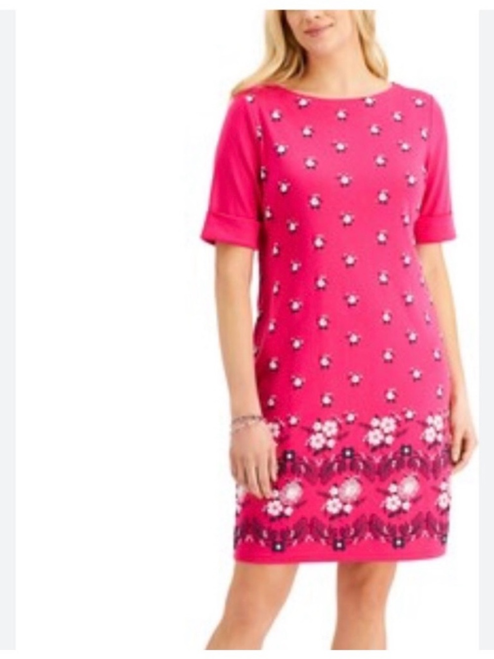 Karen Scott Colorful Fuchsia Floral Midi Dress Size XLP